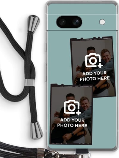 Gepersonaliseerd - Case Company® - Hoesje met koord geschikt voor Google Pixel 7A hoesje met Koord - Polaroid Zwart - Telefoonhoesje met Zwart Koord - Bescherming aan alle Kanten en Over de Schermrand