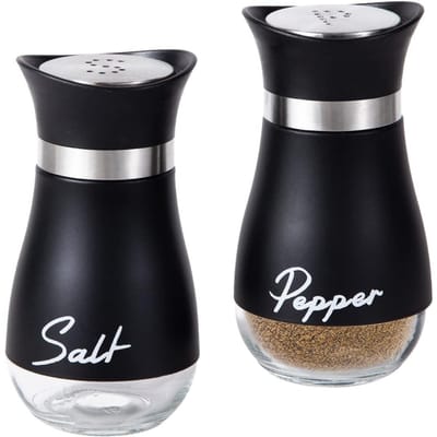 Ensemble de salière et poivrière rechargeables en acier inoxydable, 2 pièces, bouteilles d'épices, conteneur pour la maison, Restaurant, accessoires de cuisine de pique-nique noir