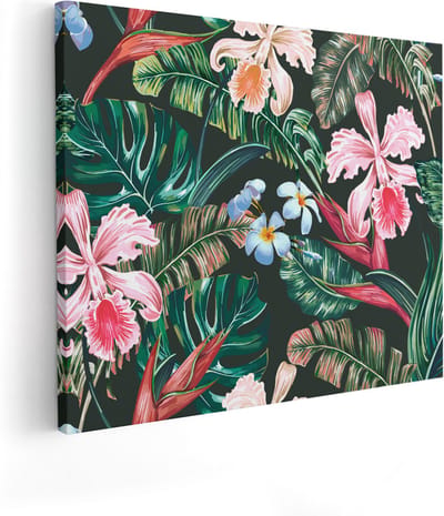 Artaza Canvas Schilderij Orchideeën - 100x80 cm - Groot - Wanddecoratie Bloemen - Muurdecoratie Botanisch - Schilderijen Op Canvas Tropisch