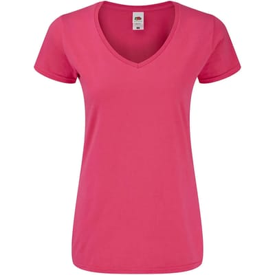 Dames-T-shirt met V-hals Fruit of the Loom Iconic 150