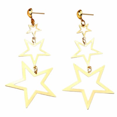Fako Bijoux® - Oorbellen - Aluminium - Sterren - Goudkleurig
