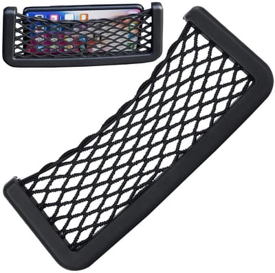 Zelfklevende Auto Opslag Netje I Auto Organiser I Telefoonhouder & Opbergvakje Voor In De Auto I 14.5 x 5 Cm I Zwart