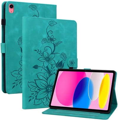 Bescherm-Etui Hoes Map Cover geschikt voor Apple iPad 10 - A16 - 10.9 - 2022 - 2025 - Lelie - Groen