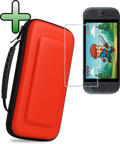 Hoesje Geschikt voor Nintendo Switch 2 Case Hoes Hard Cover Met Screenprotector - Bescherm Case Geschikt voor Nintendo Switch 2 Hoes - Rood