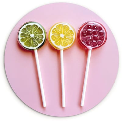WallCircle® Wandcirkel 120x120 cm - Muurcirkel Lolly - Snoep - Citrus - Muurdecoratie woonkamer - Wanddecoratie slaapkamer - Kamer decoratie accessoires - Ronde schilderijen XXL