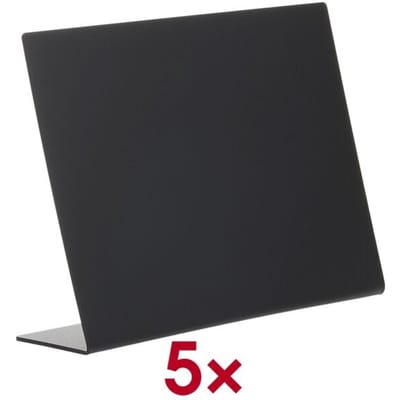 5 x Europel Krijtbord Tafelmodel L-standaard A5 Zwart liggend