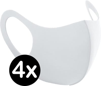 Mondkapje Wasbaar Wit Mondmasker Wasbaar Mondkapje Wasbare Mondkapjes Niet Medisch Elastisch Universeel - 4 PACK