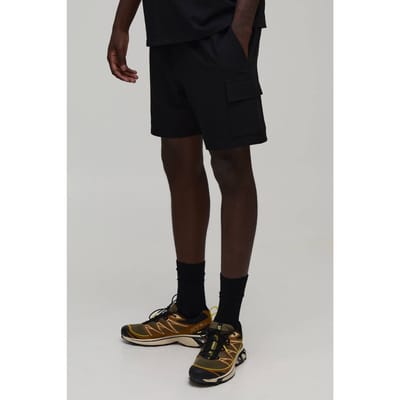 Slim Fit Cargo Shorts Met Elastische Band En Technische Stretch | Black | Size XS
