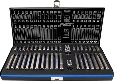 Zeskant Torx Meertand Steeksleutelbitset 40-delig met Metalen Koffer