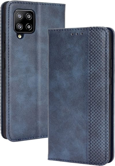 Coverup Hoesje - Geschikt voor Samsung Galaxy A42 Hoesje - Coverup Vintage Style Book Case - Blauw