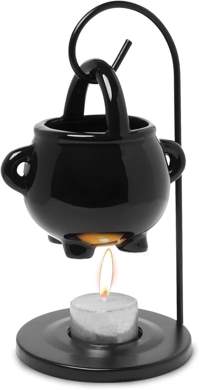 JeiibrZui Kaarsenbrander - Waxolie Diffuser - Hangende Oliebrander In De Vorm Van Een Ketel Met Handvat Voor Geurblokjes - Zwart