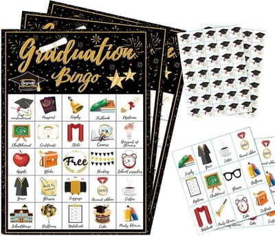 Afstudeer Bingo Kaarten - Diploma Spel - Feestelijke Viering - 24 Spelers Interactief - 17.7x12.7cm