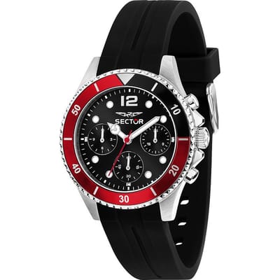 Sector 230 Multifonction Bracelet Silicone Cadran Noir Quartz R3251161053 100M Montre Homme