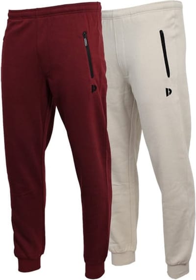 2-Pack Donnay - Joggingbroek met elastiek (Jack) - Sportbroek - Heren - Burgundy/Sand (633) - maat S