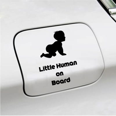 Bumpersticker - Little Human On Board - 10 X 15 - Zwart