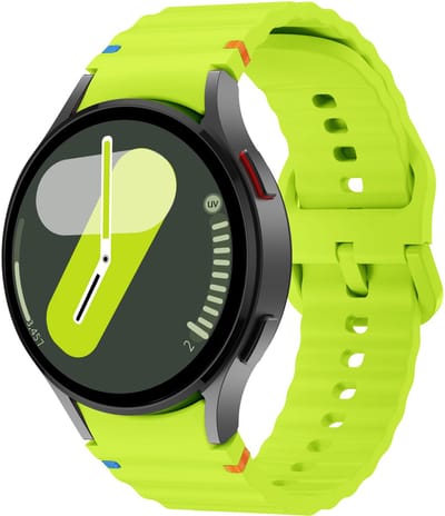 Strap-it Siliconen Wave bandje - Geschikt voor Samsung Galaxy Watch 7 (40 & 44mm) / Galaxy Watch 6 (Classic) / Galaxy Watch 5 (Pro) / Galaxy Watch 4 (Classic) - lime groen