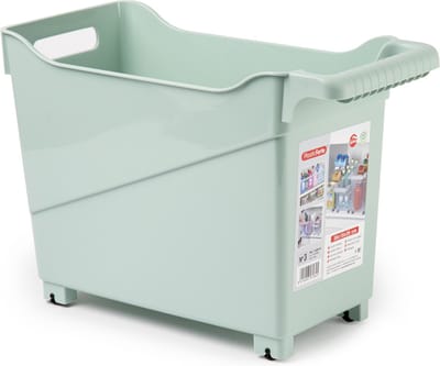Plasticforte opberg Trolley Container - mintgroen - op wieltjes - L38 x B18 x H26 cm - kunststof - opslag box/bak - 17 liter
