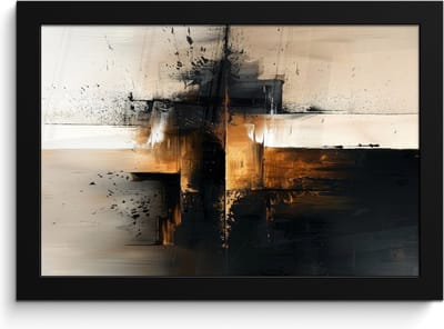 Poster in lijst - Fotolijst 30x20 cm - Posters - Modern - Zwart - Verf - Goud - Posterlijst zwart - Decoratie - Wanddecoratie woonkamer - Muurdecoratie slaapkamer