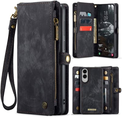 Geschikt Voor Samsung Galaxy S25 Edge Hoesje Wallet - Solidenz Wallet Case S25 Edge - Telefoon hoesje S25 Edge - Portemonnee hoesje S25 Edge - 2 in 1 Hoes - Uitneembare Backcover - Zwart