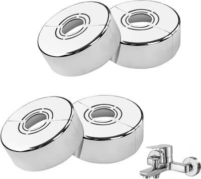 Afdekrozetten Douchekraan - Buisafdekking Verwarmingsbuis - Esthetische Afwerking - Universeel Split-design - 70x25mm - Zilver