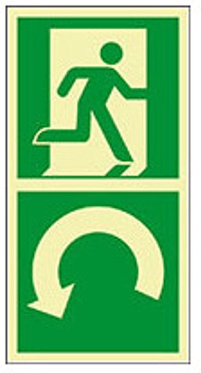 Deuraanwijzing linkswijzend voor draaiknoppen bord - kunststof - langnaschijnend, ISO 7010