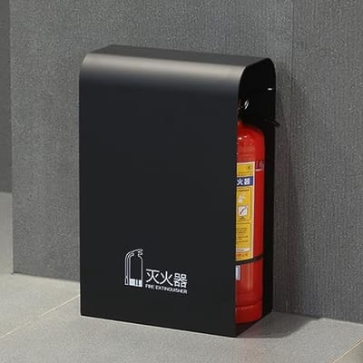 Brandblusserkast - Veiligheidshouder - Brandpreventie - Roestvrij staal - 55 cm hoog - Zwart