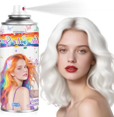 Tijdelijke Haarverf Spray voor Kinderen en Vrouwen, Wasbare Haarkleur voor Halloween en Cosplay, Niet-Plakkerige Haarwax (120ml, Wit)