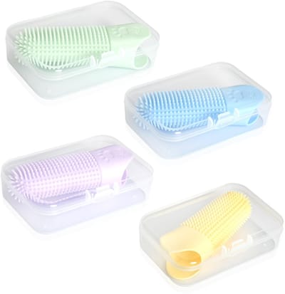 Dailygoods - 4 stuks siliconen tandenborstel voor het reinigen van de hondentanden, 360 graden vingers voor tanden, tandenborstel voor kat en hond, tandsteenverwijderaar en tandverzorging voor huisdieren