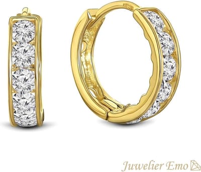 Juwelier Emo - 14 Karaat Gouden Kinderoorbellen meisje met Zirkonia stenen - KIDS - 11 mm