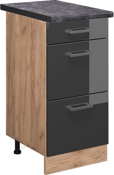 Vicco R-Line Keukenonderkast – 40 cm met laden, WB Antraciet Antraciet Hoogglans