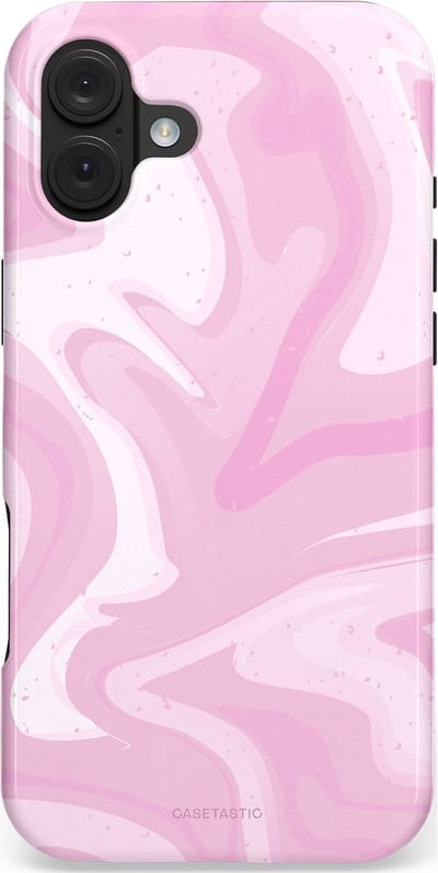Casetastic hoesje geschikt voor Apple iPhone 16 Plus - MagSafe - Dubbellaagse bescherming - Zoet Roze Marmer - Fashion Case - Lichtroze Wit