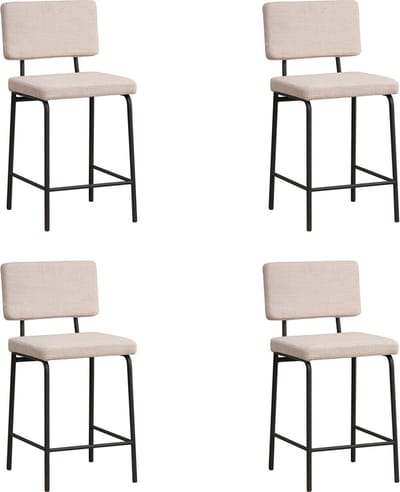 Bronx71® Scandinavische barkruk Espen beige gerecyclede stof 64-77 cm - Barkrukken set van 4 - barstoel