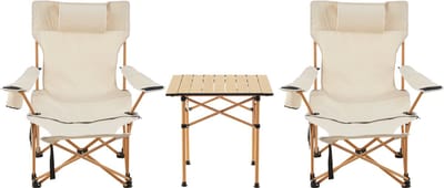 Tuinset Bellante 3-delig campingset opvouwbaar houtkleurig en beige casa.pro
