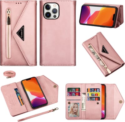 Apple iPhone 14 Plus Telefoonhoesje | Hoogwaardig Pu Leren Wallet Case | Pasjeshouder | Hoesje, Portemonnee en Tas in 1 | Roze