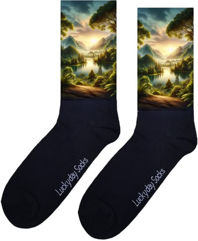 Bergen - Valentijns Cadeau - Grappige sokken - Leuke sokken - Hem Haar sokken - Vrolijke sokken - Sint cadeau - Vaderdag - Moederdag - Verjaardag cadeau - Kerst cadeau - Leuk Cadeau - Natuur - Print sokken - Socks maken Happy - 37-44