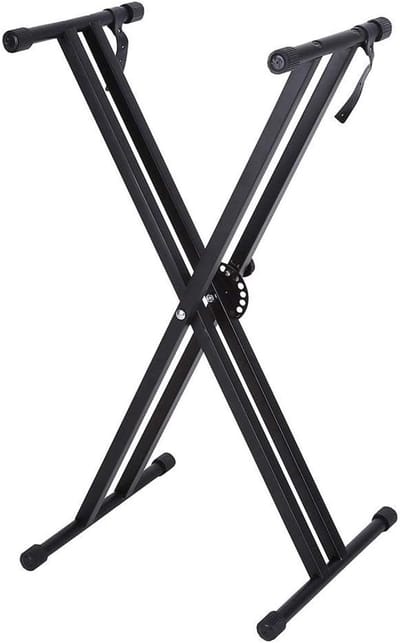 Dubbele X-vormige Keyboardstandaard met Verstelbare Hoogte en Antislipvoeten voor Piano en Synthesizer, Zwart