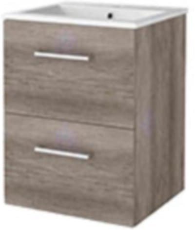 Basic-Line Start 46 Badkamermeubelset - 50 x 46 cm - Met Grepen - 2 Lades - Keramische Wastafel - 1 Kraangat - Scotch Oak
