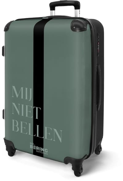 NoBoringSuitcases.com® - Koffer groot - Rolkoffer lichtgewicht - Groen - Mij niet bellen - Reiskoffer met 4 wielen - Reis trolley - Grote valies XL - Bagagekoffer op wieltjes - 20 kg bagage - Ruimbagage middelgroot