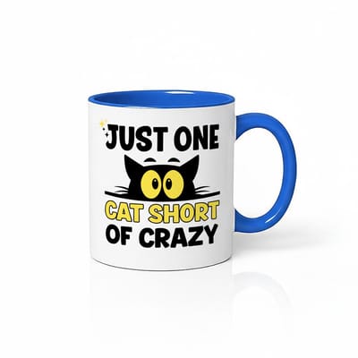 Just One Cat Short of Crazy - Koffiemok met Katten Design - 330ml