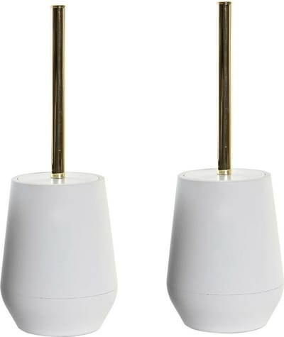 Items WC/Toiletborstel - 2x stuks - wit - polystone - 35 x 12 cm