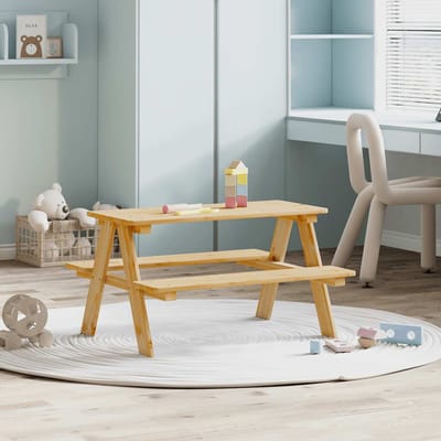 vidaXL - Kindertafel - met - banken - 90x79,5x50 - cm - massief - hout