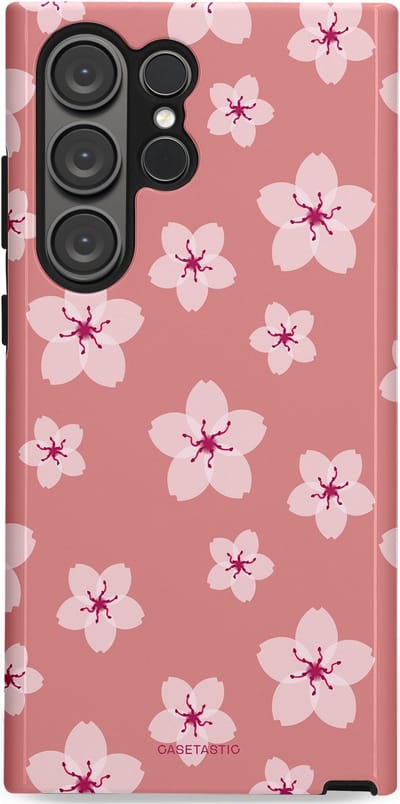 Casetastic Hoesje Geschikt voor Samsung S23 Ultra - Stijlvolle Beschermende Duo-layer Case - Roze Sakura Bloesems Elegante Japan Rituals