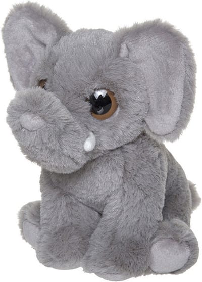Nature Planet Pluche knuffel olifant - grijs - 13 cm - Savanne knuffeldieren