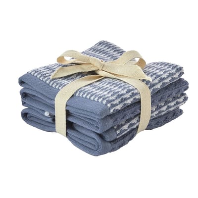 Washcloth Set - Gezichtsdoekjes - Dagelijks Gebruik - Dubbel Gestikte Naden - 4 Stuks - Blauw