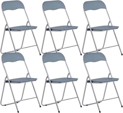 Klapstoelen Set - Gevoerde stoelen - Extra zitplaatsen - Solide stalen constructie - 6 stuks - Grijs