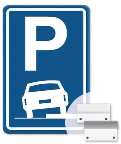 Parkeerbord op de stoep/berm parkeren E08a - blauw - Weerbestendig Aluminium - 40x60 cm - Bevestiging: Met muur-/ wandmontage beugels