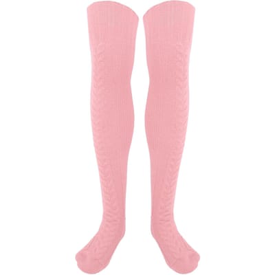 Tricot Câblé Chaud Jambières Chaussettes Hiver Jambières Cuisse Hautes Chaussettes de Bottesrose rose