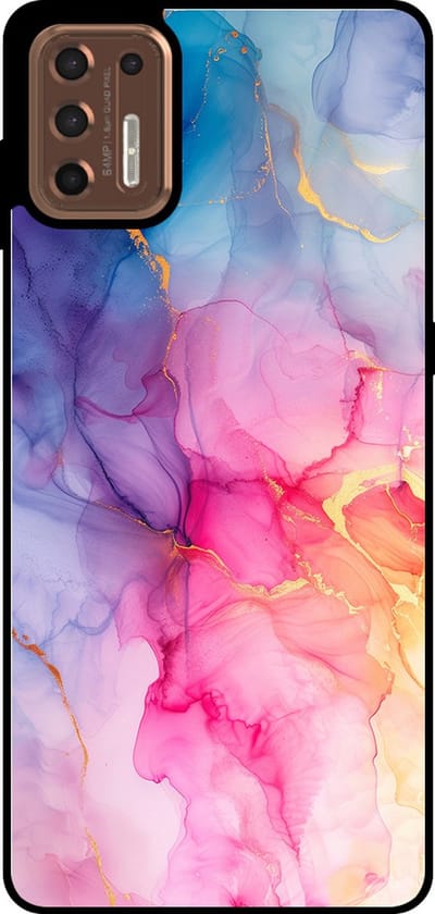 Smartphonica Telefoonhoesje Geschikt voor Motorola Moto G9 Plus met marmer opdruk - TPU backcover case marble design - Regenboog geschikt voor Motorola Moto G9 Plus