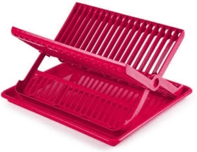 Plasticforte Afdruiprek - 2-laags - fuchsia - met lekbak - 37 x 33 cm - afwasrek