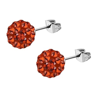 Aramat Jewels | Oorbellen | Shamballa Oorbellen Kristallen 8mm Diverse Kleuren - Luxe Oorstekers | 6mm / Oranje/Rood | | | | Kinderen, Volwassenen | Verkleurd niet